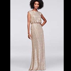 SALE David’s Bridal Gold/Rose Gold Sequins Dress